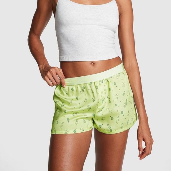 PINK Victoria's Secret Other - Victoria’s Secret PINK TENCEL™ BOXY PAJAMA SHORTS in Lime Dogs Playing Tennis